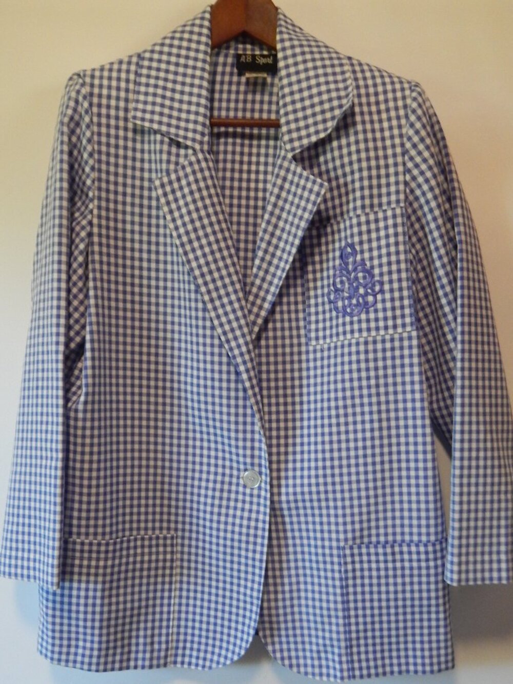 Vintage Classic AB Sport Blue White Gingham Blazer 10/12